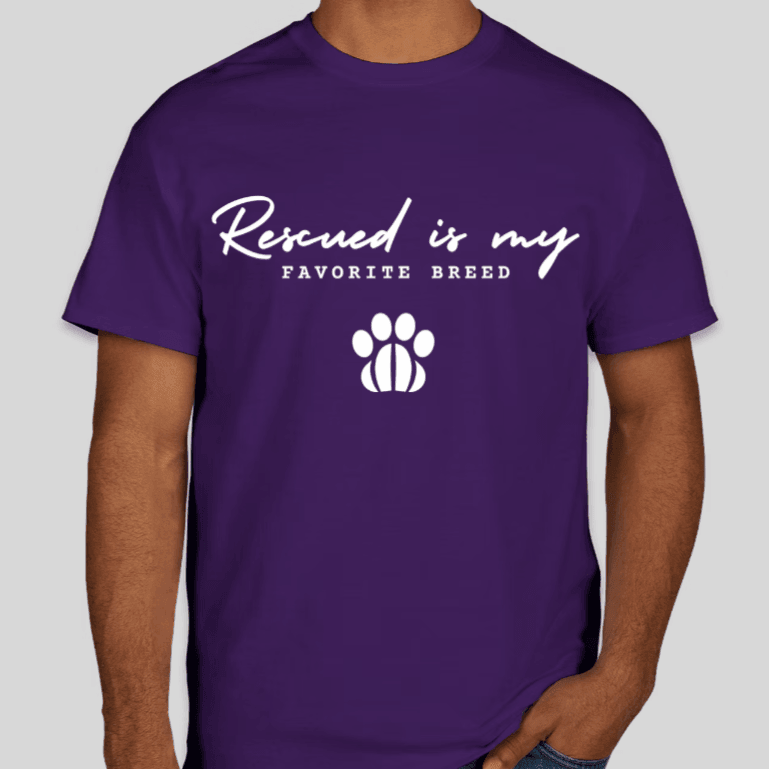 Rescued is my Favorite Breed shirt, purple